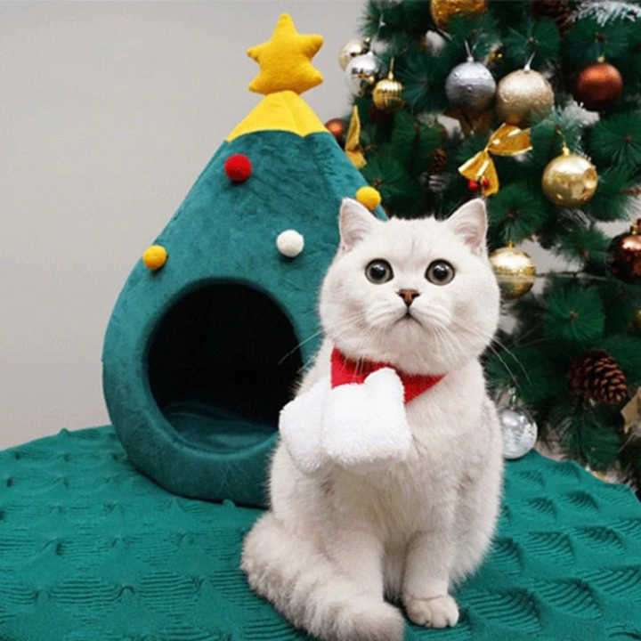 Christmas Tree Cat Bed