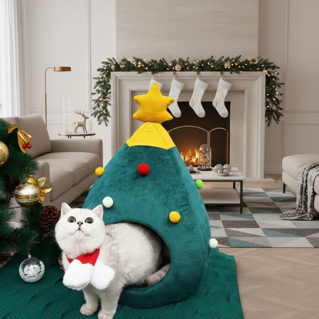 Christmas Tree Cat Bed