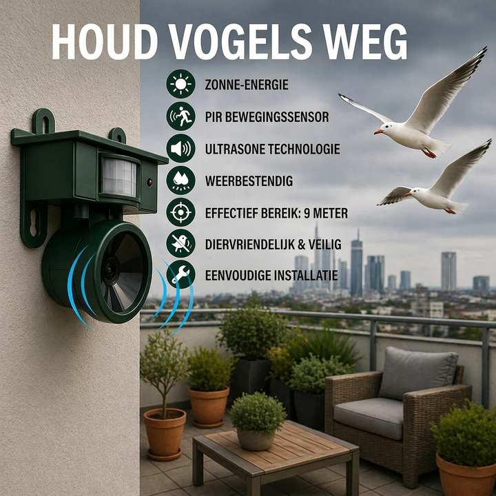 Bird Repeller | Solar-Powered Motion Sensor | Animal-Friendly Hawk Sounds