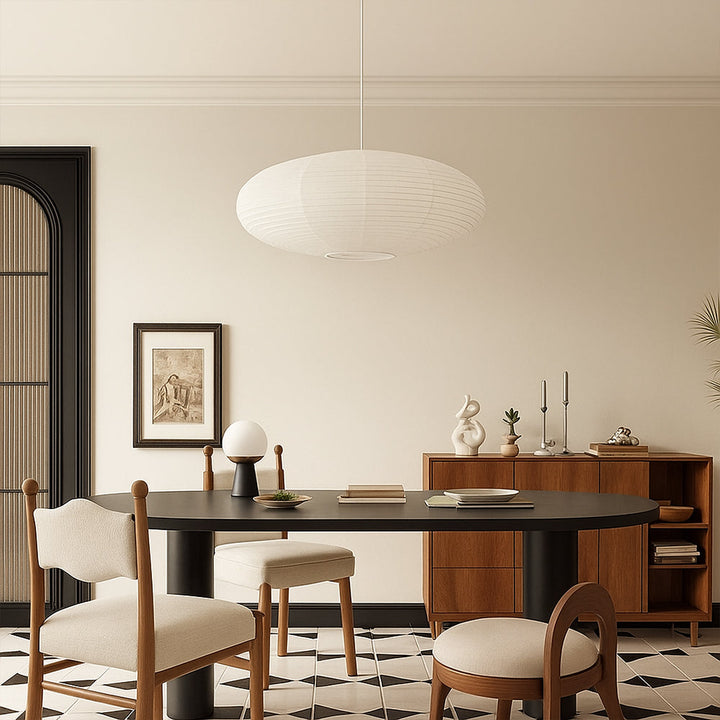 Wabi-Sabi Pendant Light with Paper Shade – Japanese Minimalist Design