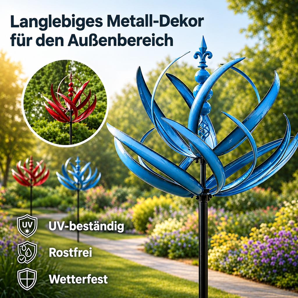 Weathervane: Metal Lotus Wind Spinner – Rust-Resistant Garden Decoration