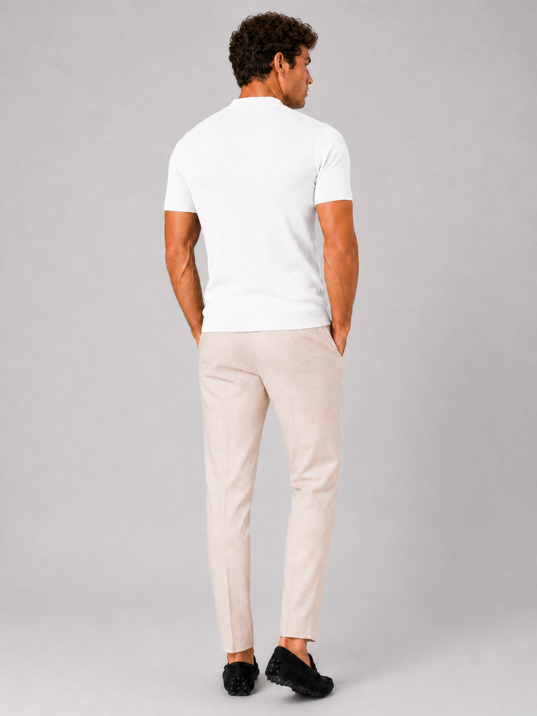 Men's Ribbed Mock Neck T-Shirt – Slim-Fit Stretch Short-Sleeve Top