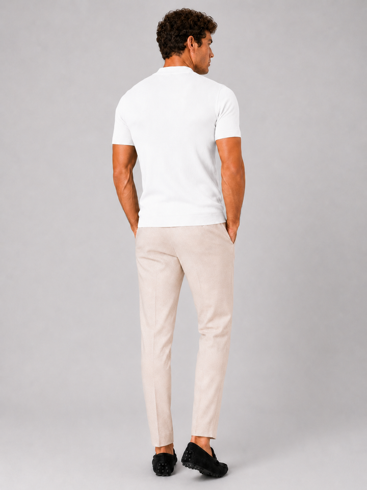 Men's Ribbed Mock Neck T-Shirt – Slim-Fit Stretch Short-Sleeve Top