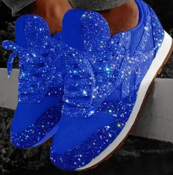 Women's Glitter Sneakers with Sporty Comfort - Leona