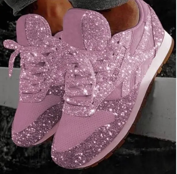 Women's Glitter Sneakers with Sporty Comfort - Leona