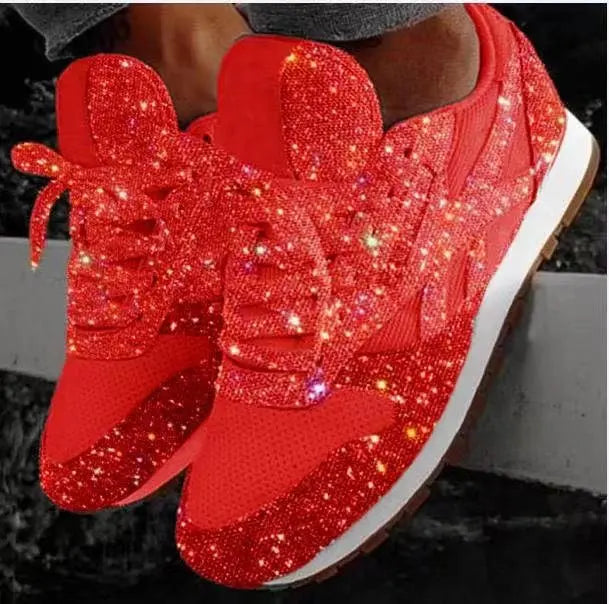 Women's Glitter Sneakers with Sporty Comfort - Leona
