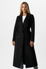 Women's Long Coat with Belt and Double-Breasted Buttons