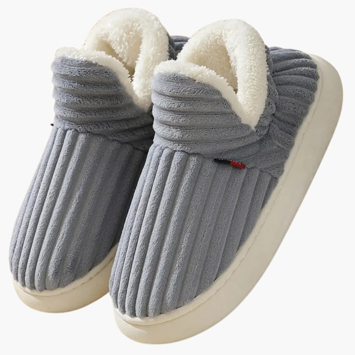 Women’s Plush Slippers – Ribbed Indoor Footwear
