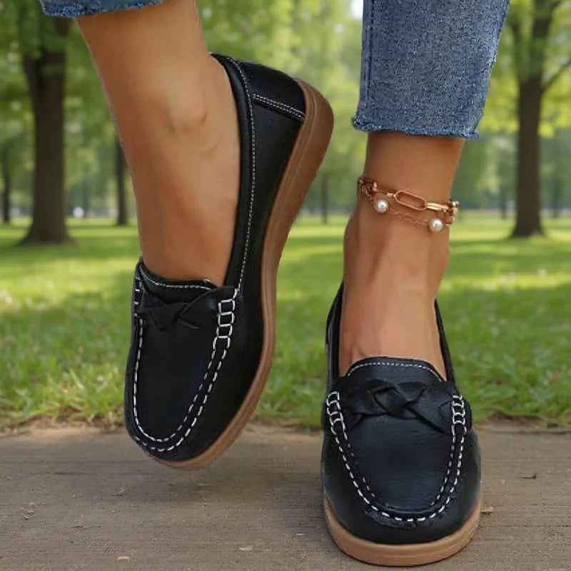 Orthopedic Wide-Fit Slip-On Loafers with Arch Support and Non-Slip Sole