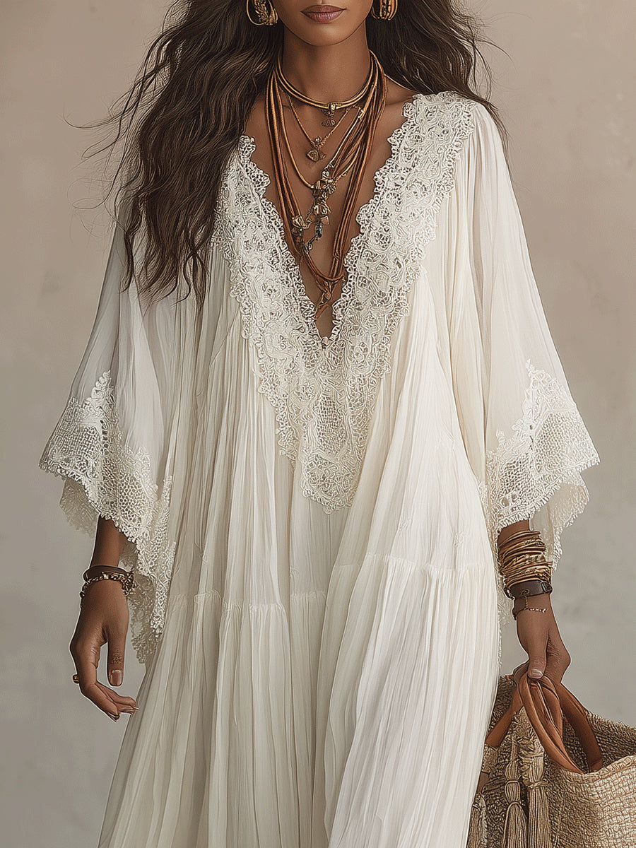 Liora™ | Tummy-Concealing Bohemian Lace Dress