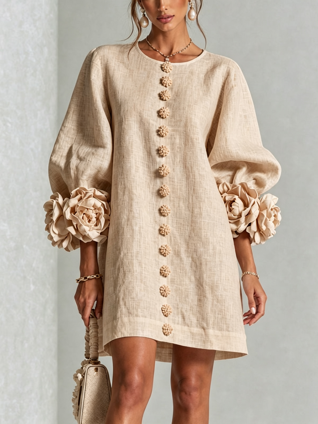 Boryana Colorful Mini Dress with Eye-Catching Ruffled Cuffs