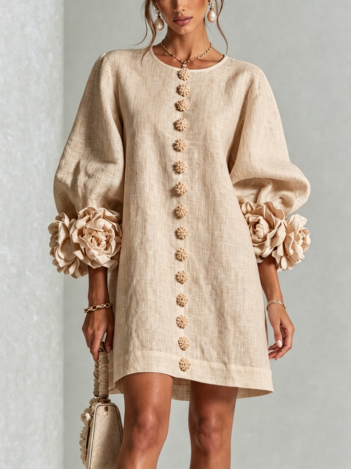 Boryana Colorful Mini Dress with Eye-Catching Ruffled Cuffs