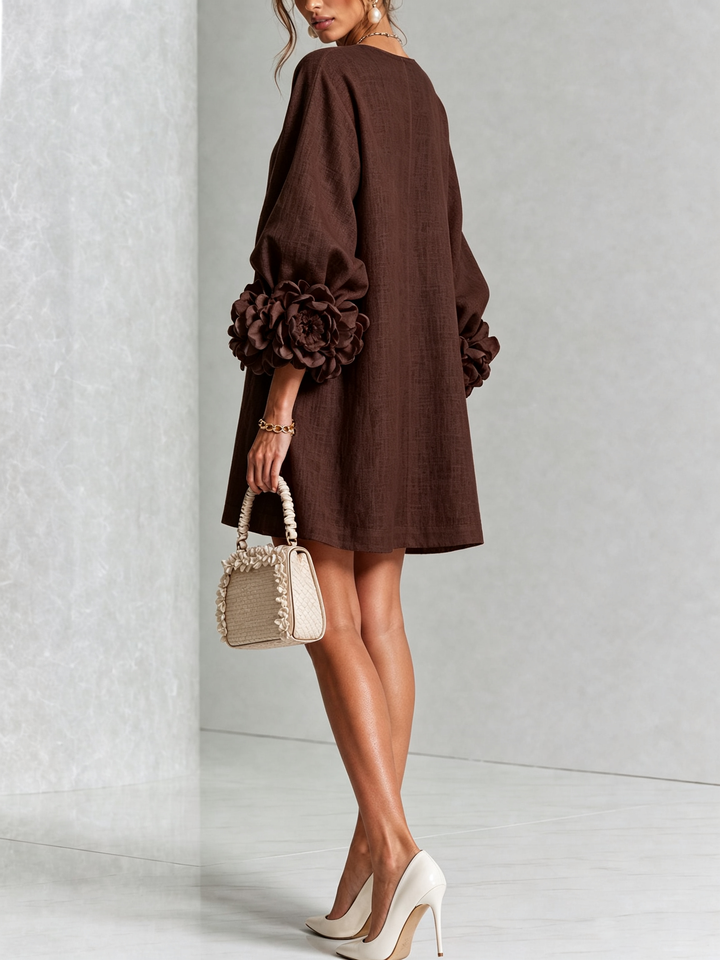 Boryana Colorful Mini Dress with Eye-Catching Ruffled Cuffs