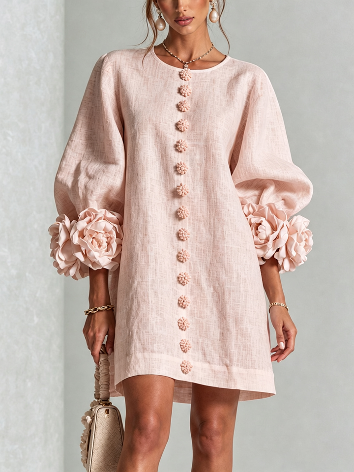 Boryana Colorful Mini Dress with Eye-Catching Ruffled Cuffs