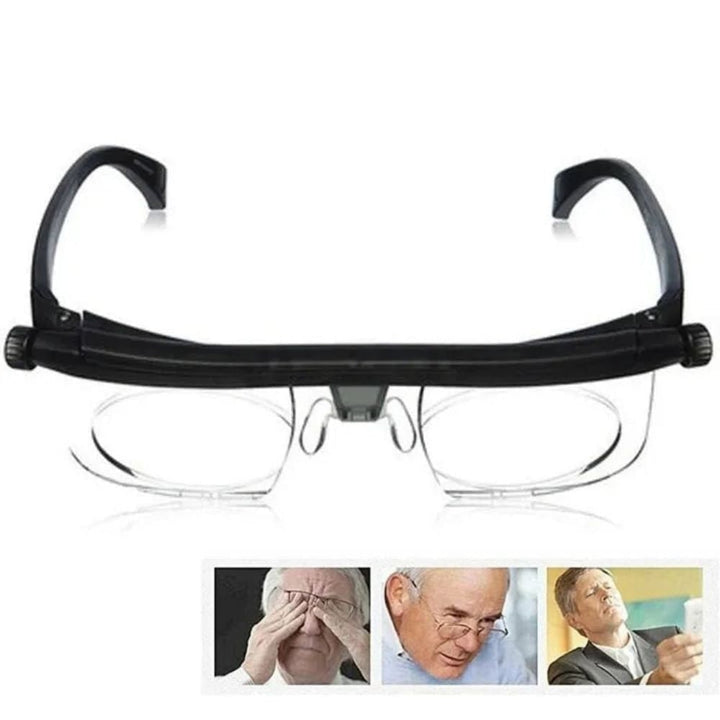 Adjustable Reading Glasses with Dual Focus Dials and Rimless Design