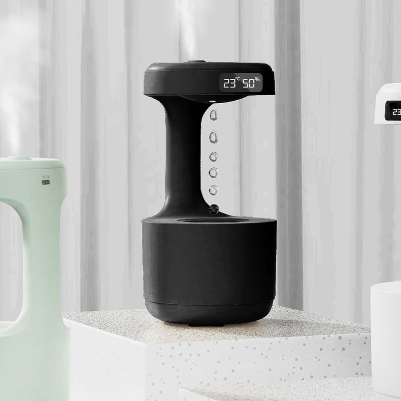 Anti Gravity Cool Mist Humidifier with LED Clock and Large Capacity for Room or Whole House