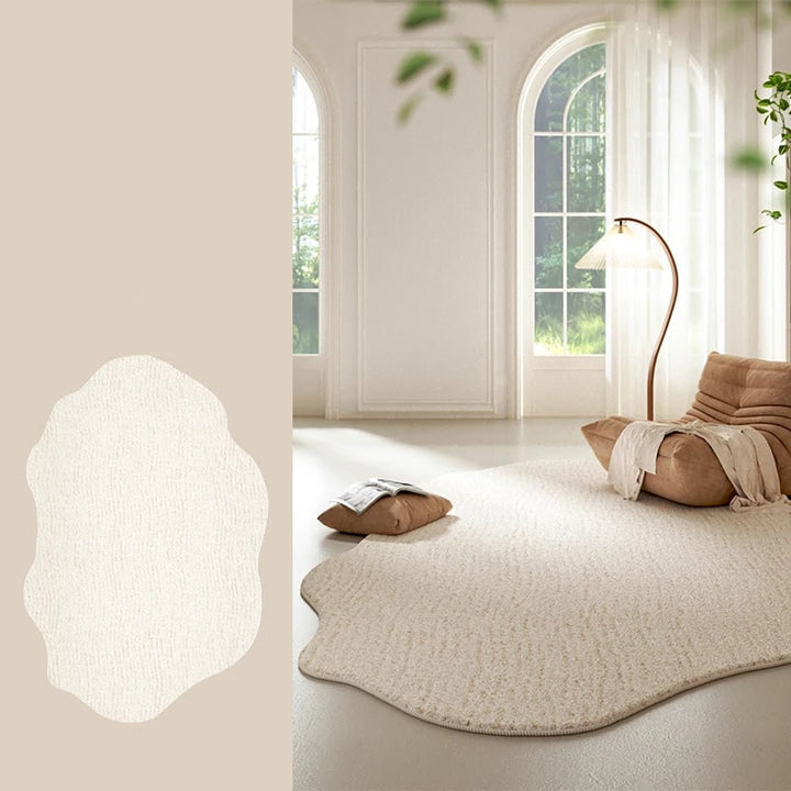 Area Rug with Irregular Wavy Edge and Textured Plush Pile Pattern