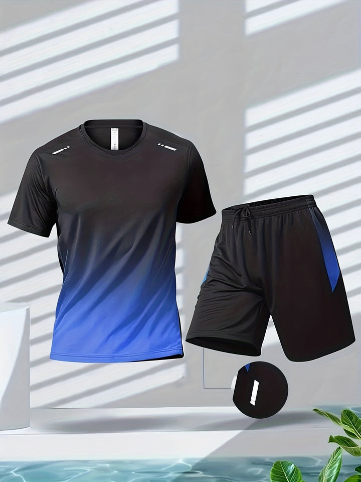 Men's Breathable Workout Set with T-Shirt and Shorts - PowerMove
