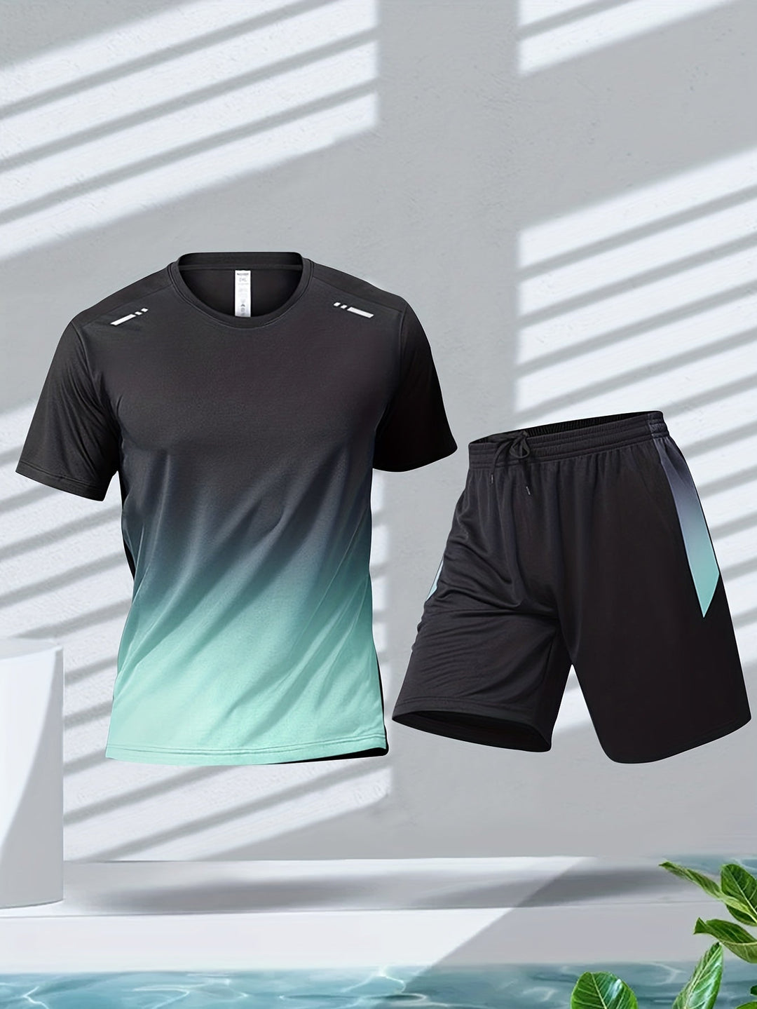 Men's Breathable Workout Set with T-Shirt and Shorts - PowerMove