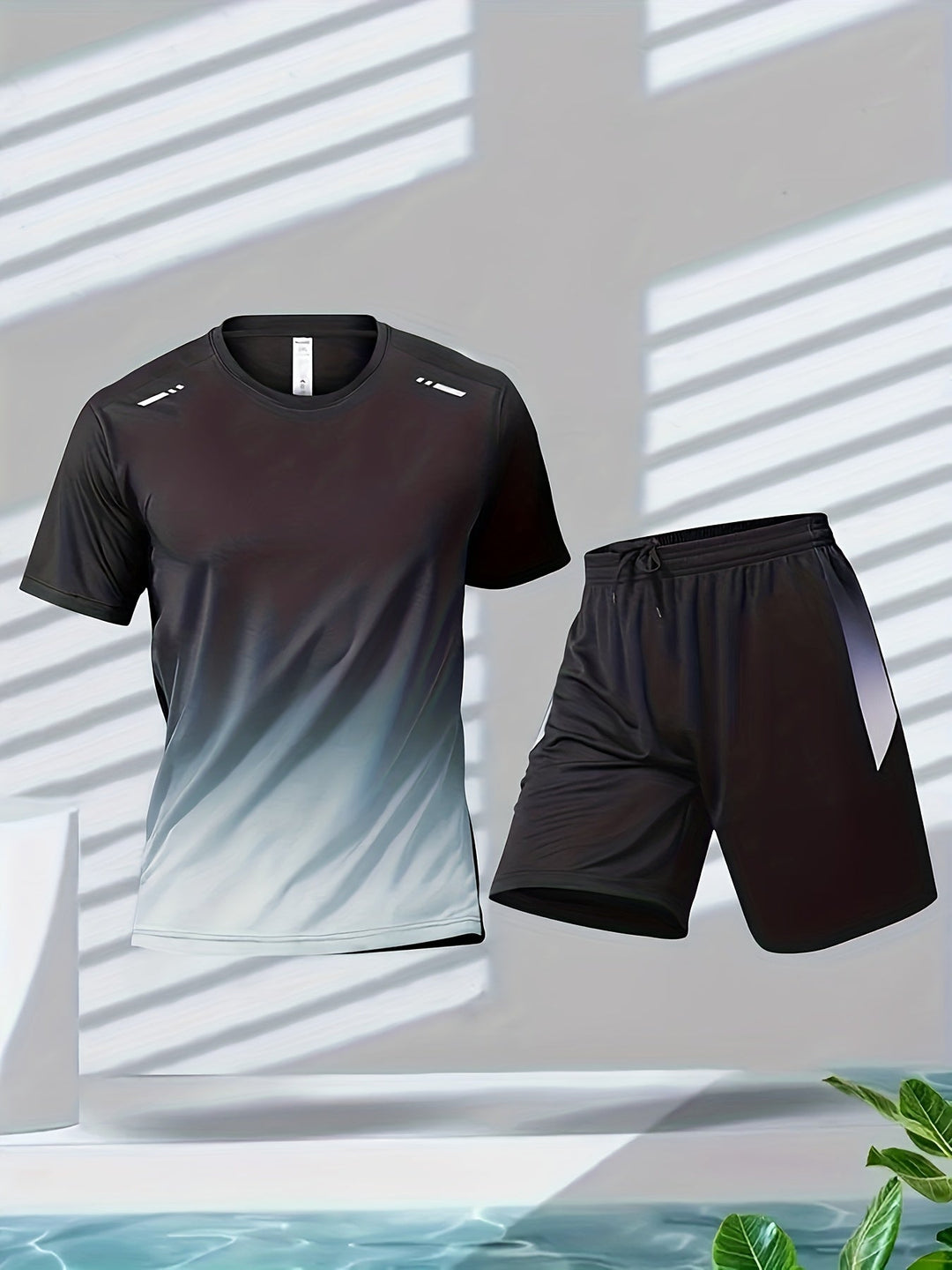 Men's Breathable Workout Set with T-Shirt and Shorts - PowerMove