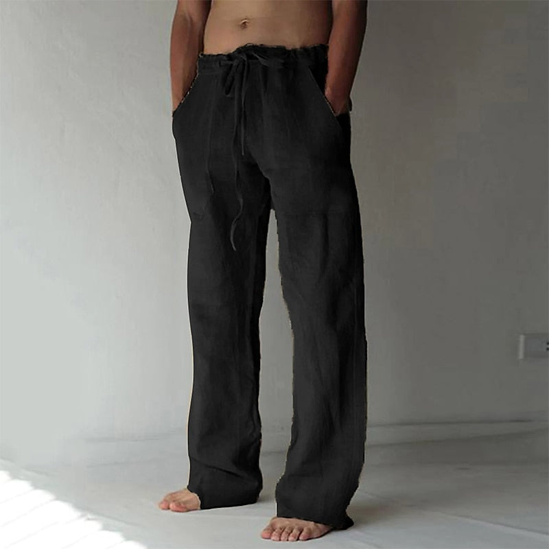 Casual Men's Wide-Cut Linen Pants for Summer – Elias