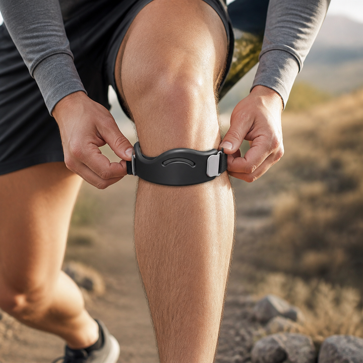 Adjustable Knee Support Strap with Silicone Pad and Dual Buckles, Breathable