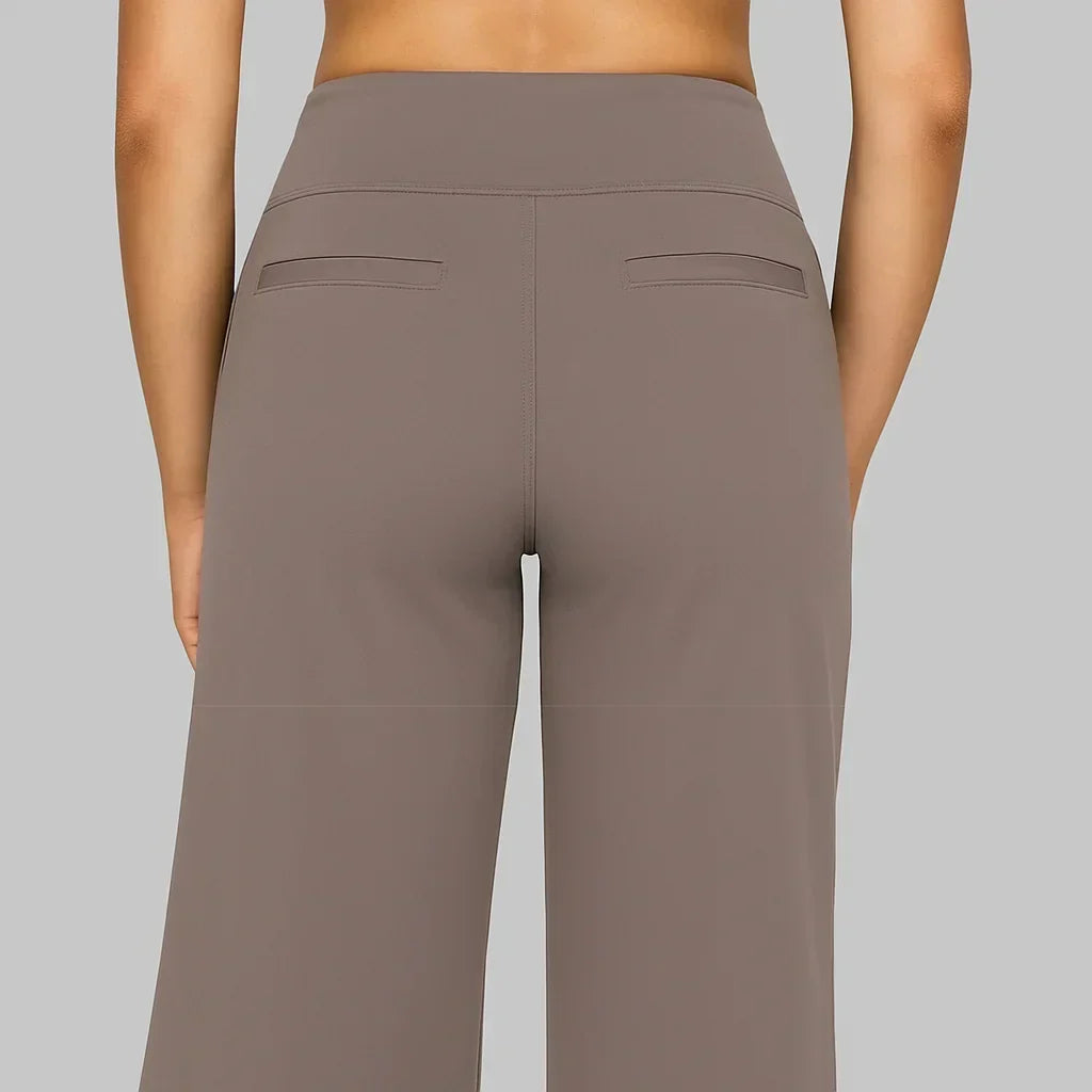 Women's Stretch Pants with High Waist, Soft, Breathable, Straight Cut
