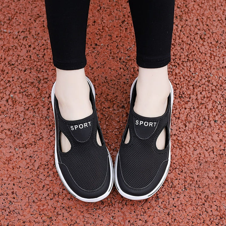 Backless Slip-On Sneakers with Breathable Mesh and Cushioned Insole Slip On Shoes