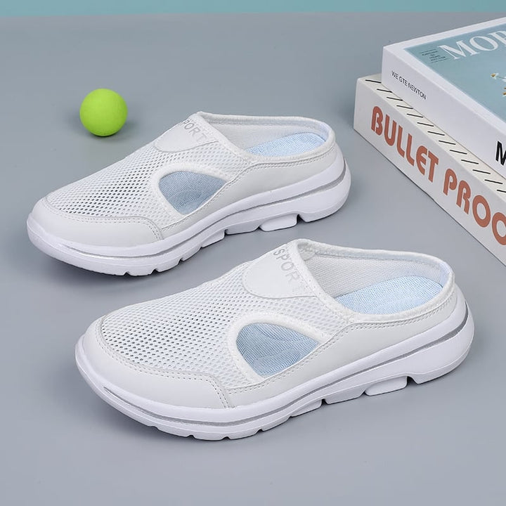Backless Slip-On Sneakers with Breathable Mesh and Cushioned Insole Slip On Shoes