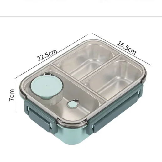 Bento Lunch Box with Stainless Steel Compartments Leak Proof and Portable