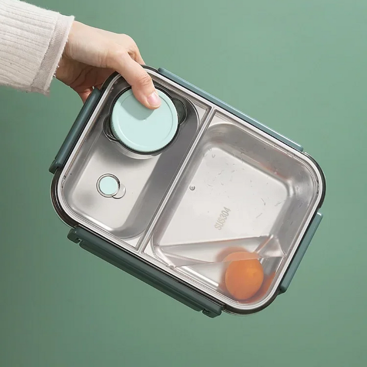 Bento Lunch Box with Stainless Steel Compartments Leak Proof and Portable