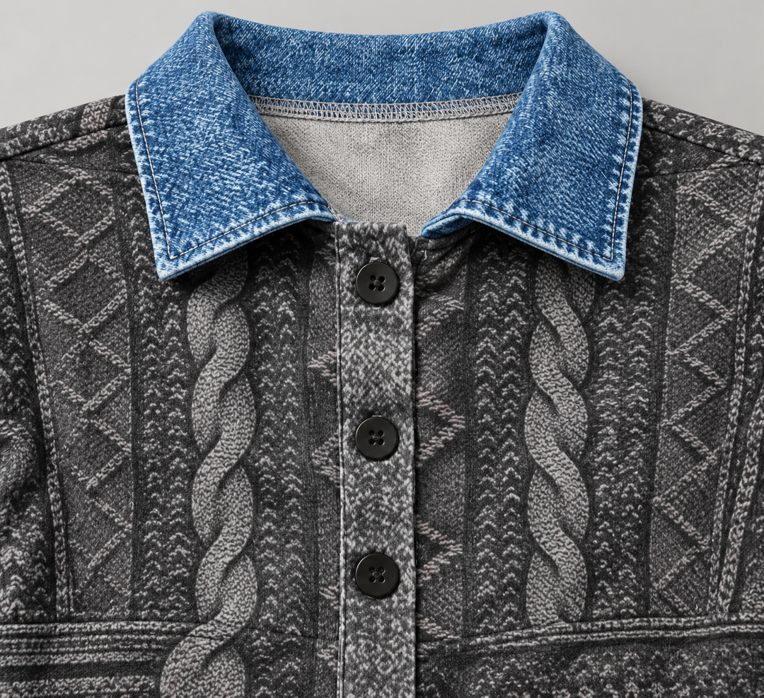Women's Oversized Sweatshirt – With Half Buttons and Collar, Suitable for Casual Wear