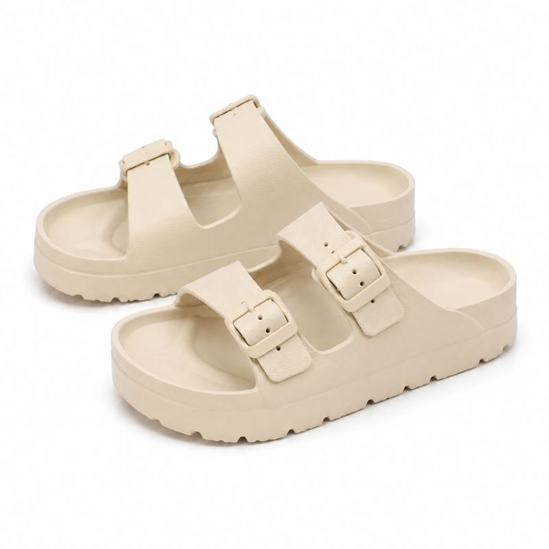 Black Platform Orthopedic Slide Sandals with Cushioned Eva Foam and Adjustable Buckles