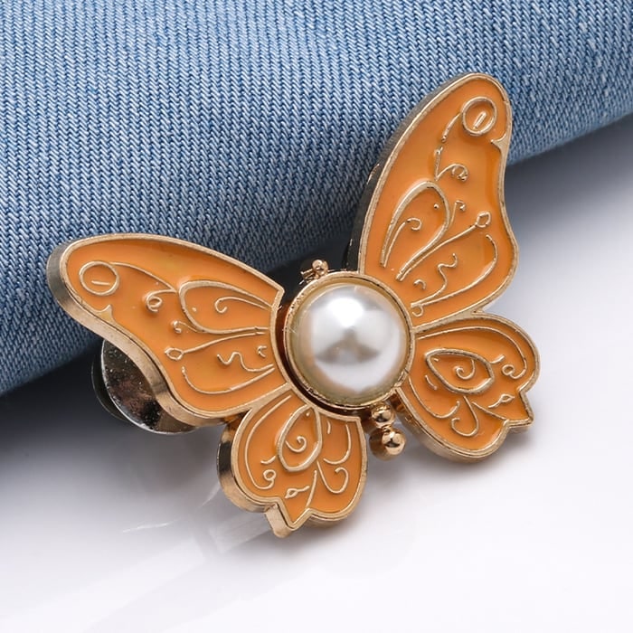 Button Pin for Pants Waist Tightener with Butterfly Design and No Sew Installation