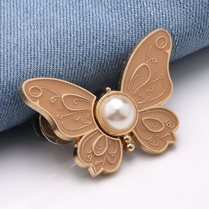 Button Pin for Pants Waist Tightener with Butterfly Design and No Sew Installation