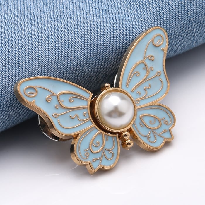 Button Pin for Pants Waist Tightener with Butterfly Design and No Sew Installation