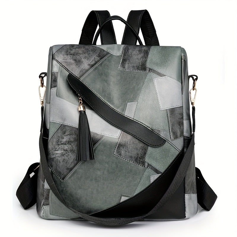 Checked anti-theft rucksack with multiple pockets