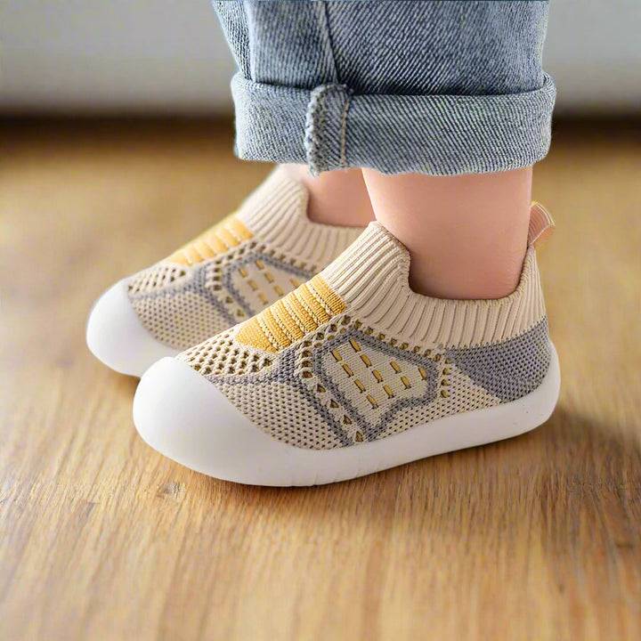 Baby Shoes with Snug Elastic Fit, Non-Slip Soles, Breathable Mesh, Ages 0-4