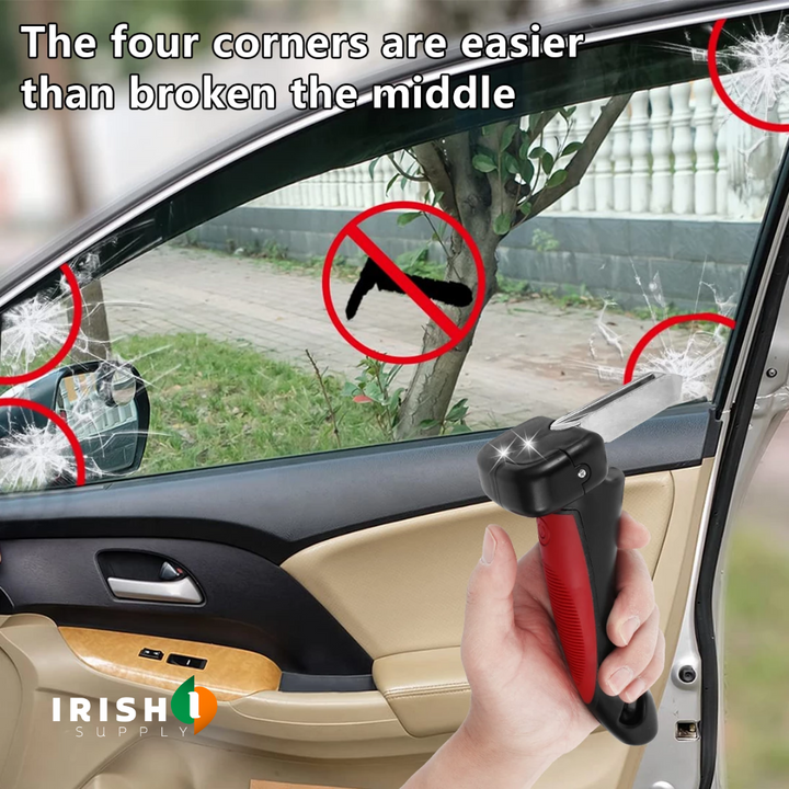 Car Door Handle Assist with Interior Grab Support and Emergency Window Breaker Inner