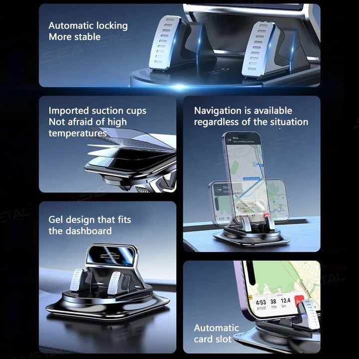 Car Phone Mount with 360 Degree Rotation Dashboard Suction Cup Holder Universal Fit