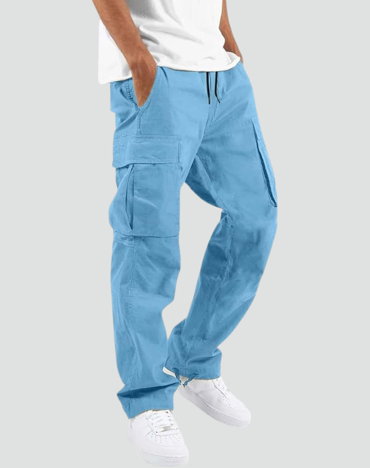 Men's Multi-Pocket Pants with Adjustable Waist
