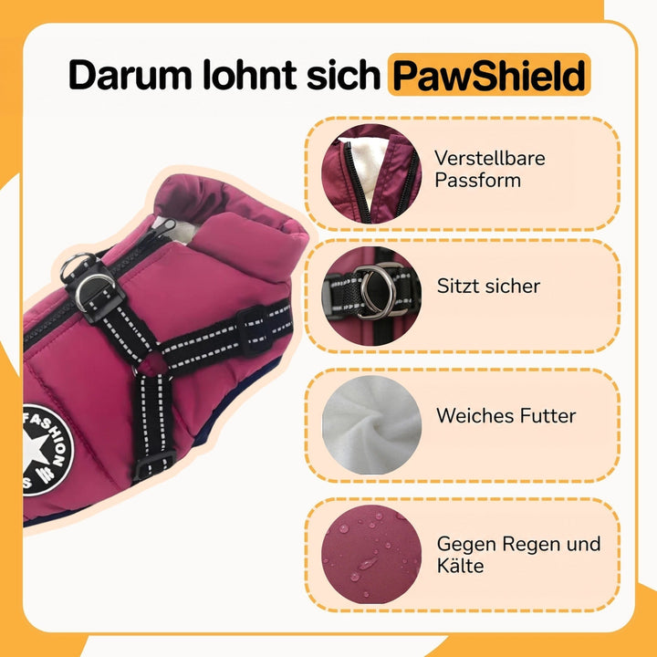 Winter Dog Coat with Built-In Harness, Padded and Lined