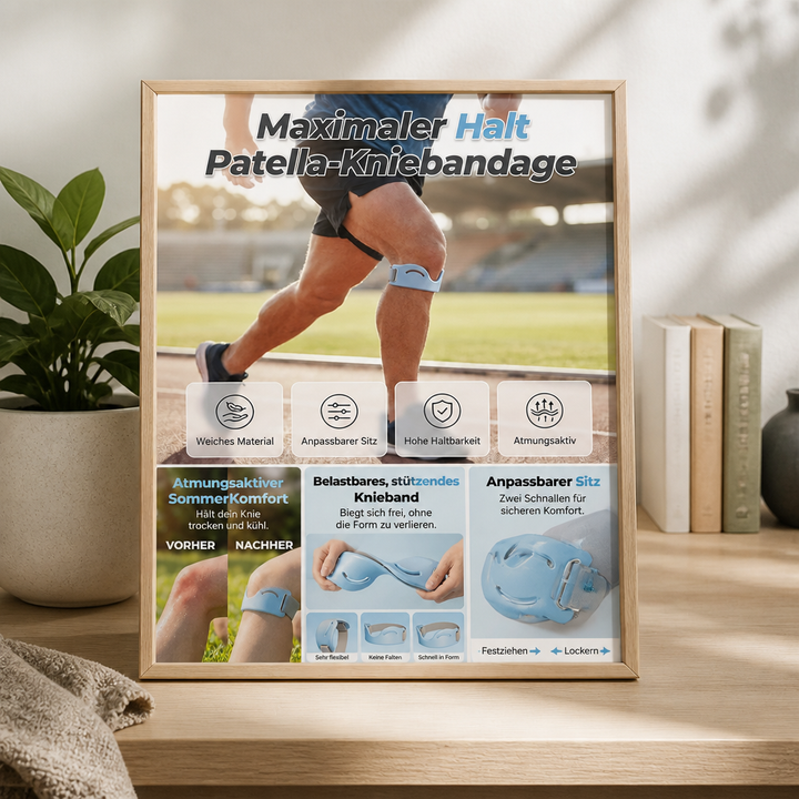 Adjustable Knee Support Strap with Silicone Pad and Dual Buckles, Breathable