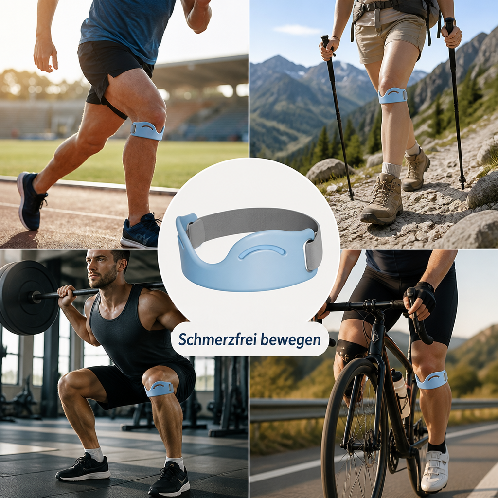 Adjustable Knee Support Strap with Silicone Pad and Dual Buckles, Breathable