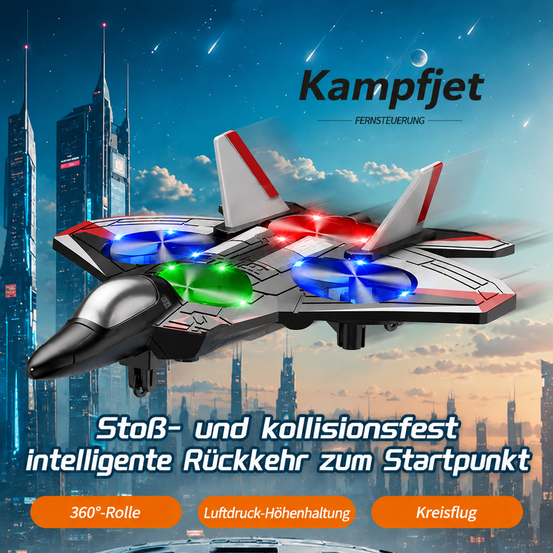 RC Fighter Plane Toy with 360° Stunt Flips and LED Lights, Shockproof