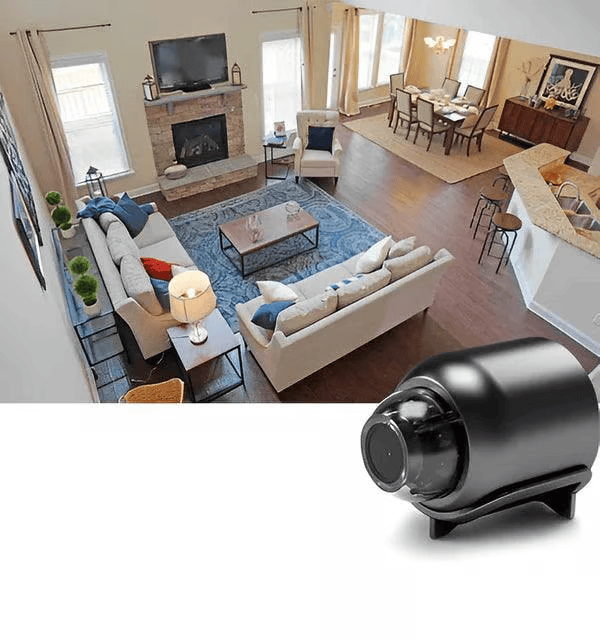 Mini 1080P HD WiFi security camera – records video and audio.