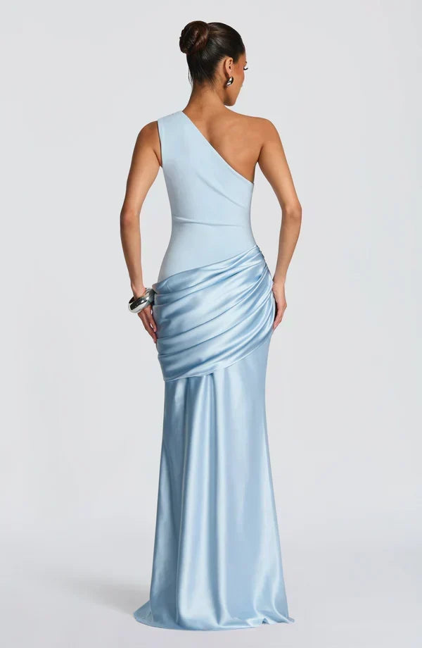Sidonie One-Shoulder Draped Satin Maxi Dress