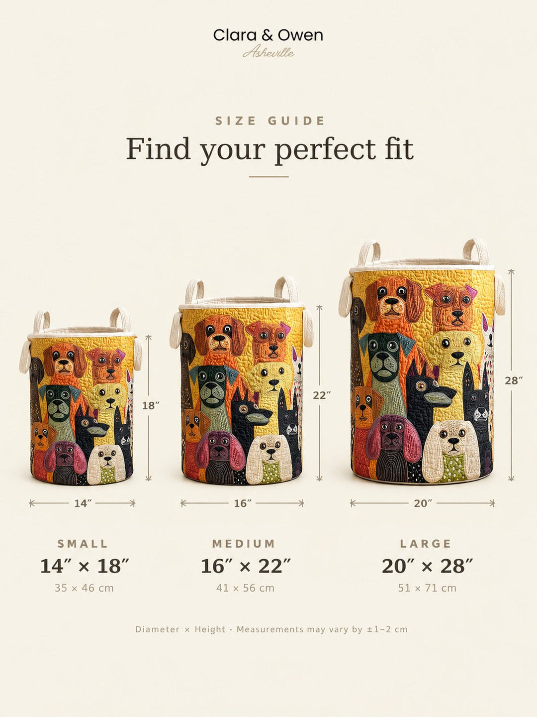 Quilted Fabric Laundry Basket with Canvas Handles, Freestanding and Foldable