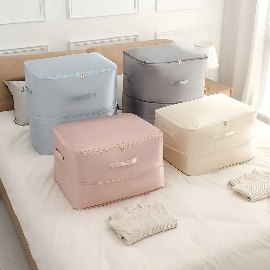 Compression Storage Bag with Zip Lock and Collapsible Design for Clothes and Bedding