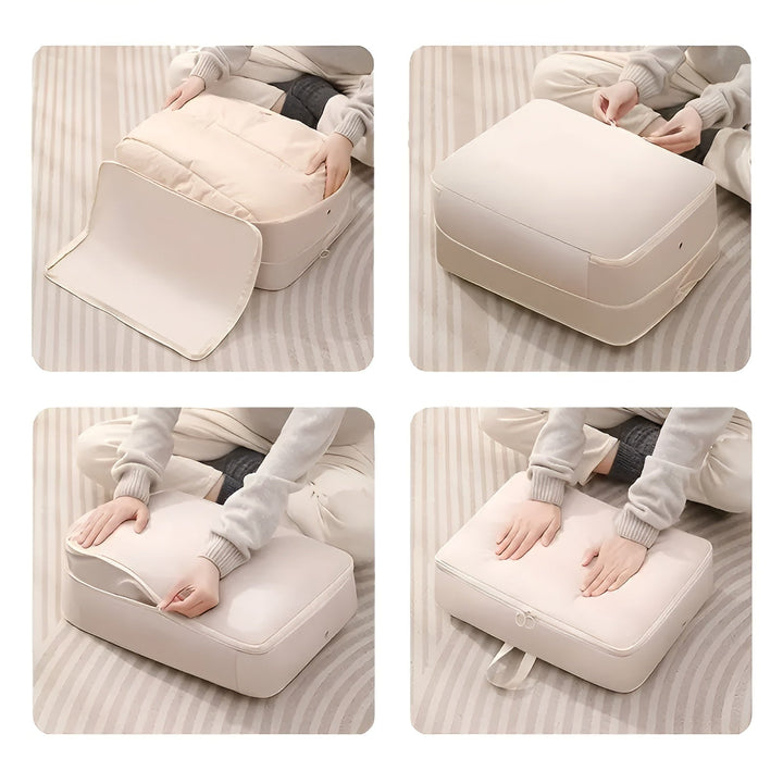 Compression Storage Bag with Zip Lock and Collapsible Design for Clothes and Bedding